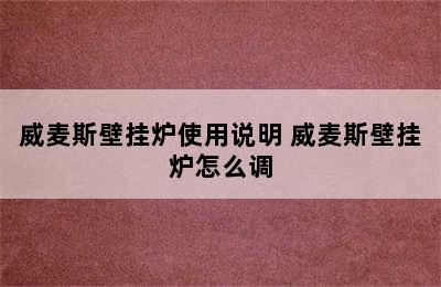 威麦斯壁挂炉使用说明 威麦斯壁挂炉怎么调